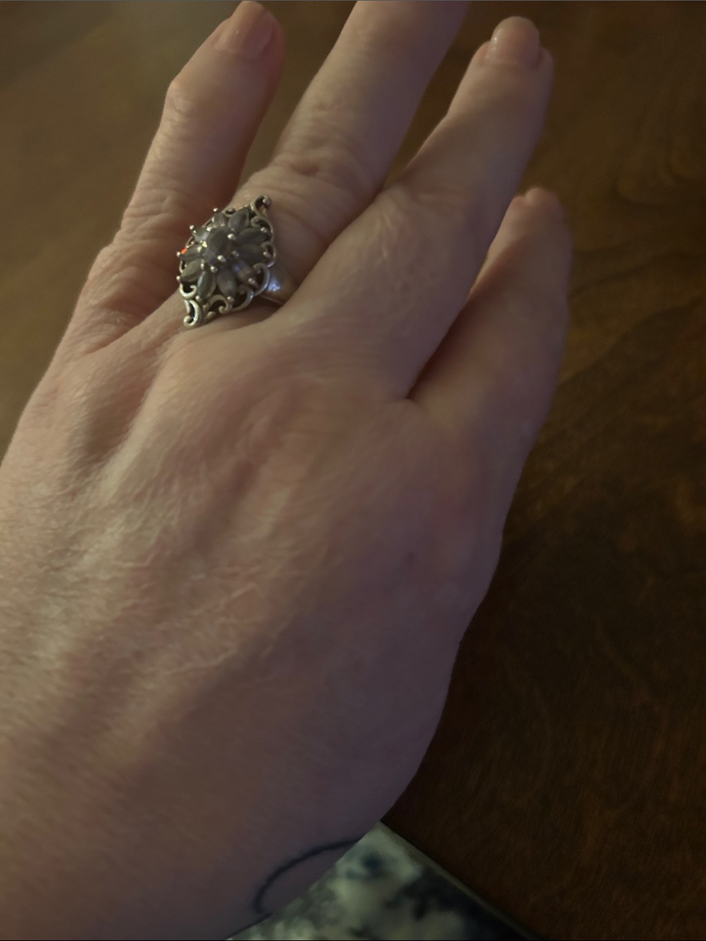Sterling Silver Filigree Floral Ring in Silver